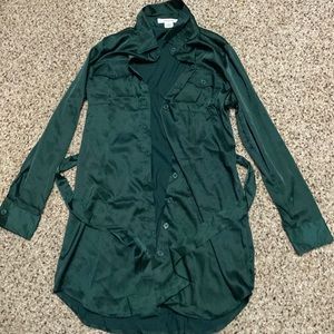 Emerald green silk swimsuit cover up, M